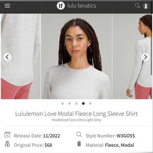 Lululemon Love Modal Fleece Long Sleeve Shirt